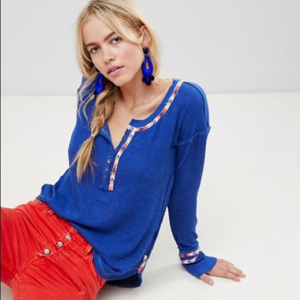 Free People Blue Rainbow Thermal Medium
